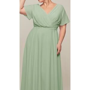 AW BRIDAL SZ 10 L sage green Ginny formal bridesmaid party maxi dress NEW b110